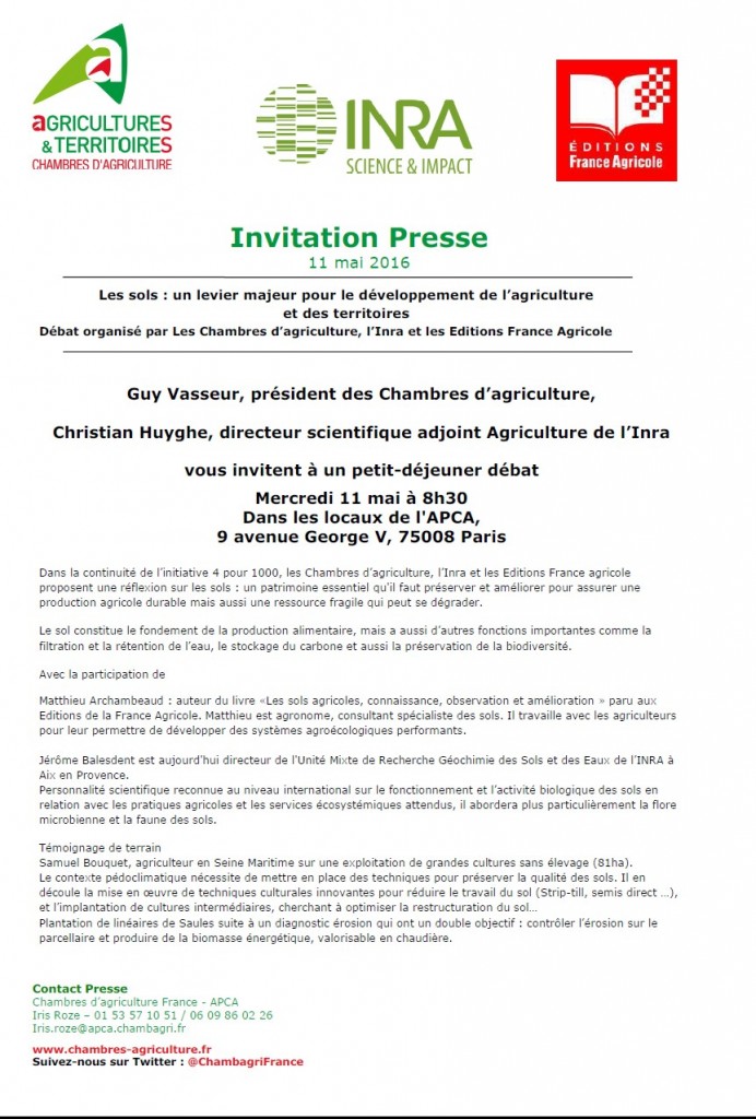 Invitation presse Débat APCA-INRA